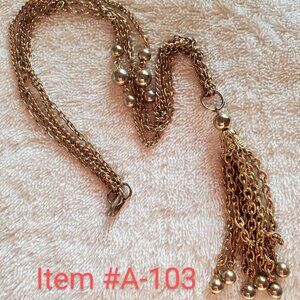 Gold Necklace with little silver balls ,  wt. 34 grams , item# A-103